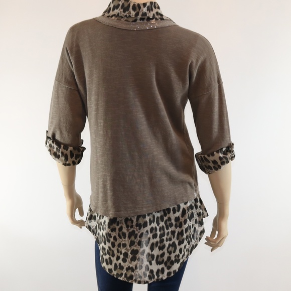 M Made in Italy 3 Piece Layered Leopard Print Top - Picture 3 of 7
